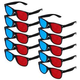 Unique Bargains - 10pcs 3D Viewing Glasses, Plastic 3D Movie Glass for TV Anaglyph Stereoscopic Projection Video Game, 5.7" Black Frame - Red Blue