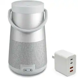 Bundle - Bose - SoundLink Revolve+ (Series II) Bluetooth Speaker with Fast Charger, Portable Speaker with Mic - Silver