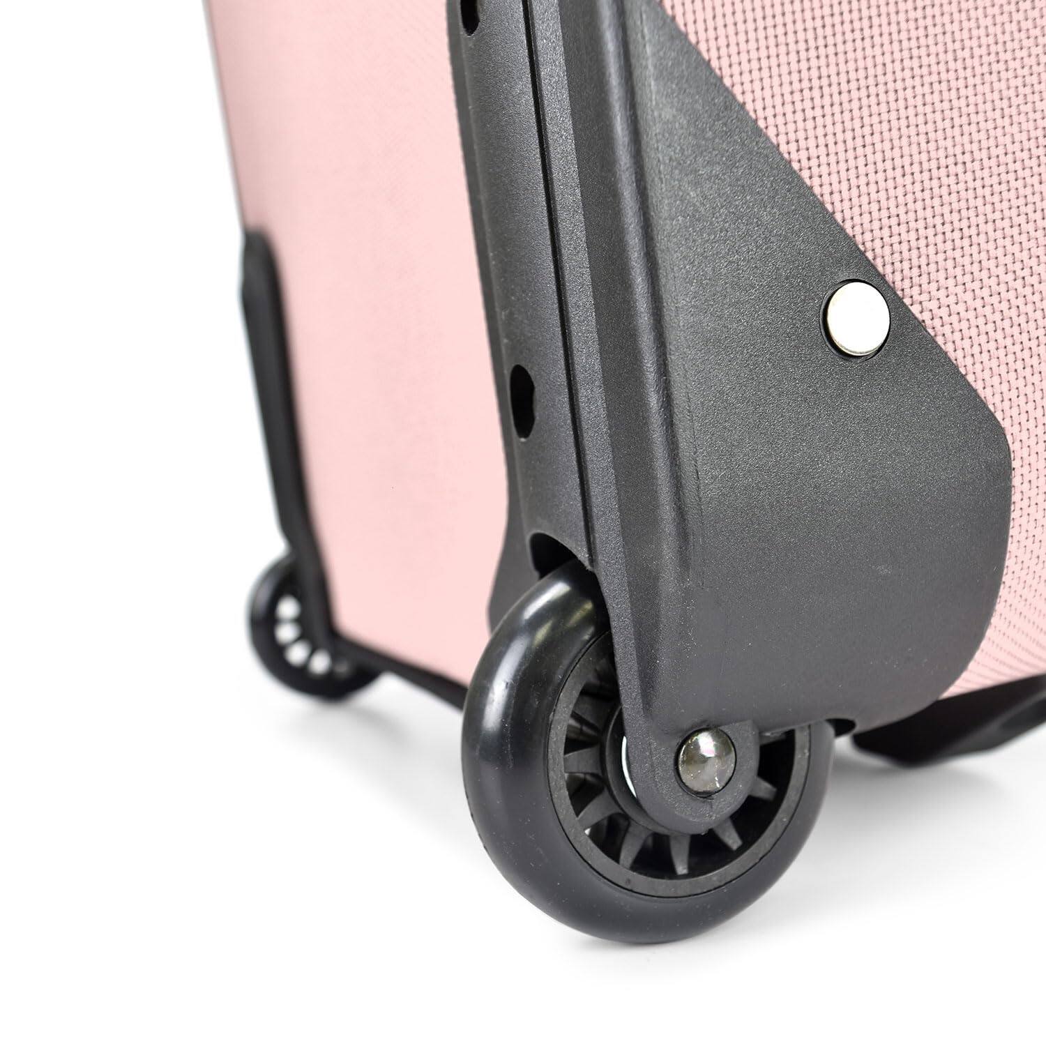 Alt View 6. Dapper Styles - Lightweight Rolling 20" Carry On Luggage Softside Suitcase Pink 2 Wheel Single - Red-2 Wheel Single.