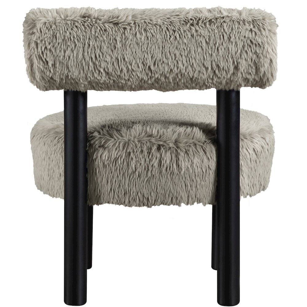 Alt View 2. Meridian Furniture - Ambre Taupe Vegan Shearling Fabric Upholstered Accent Chair - Black.
