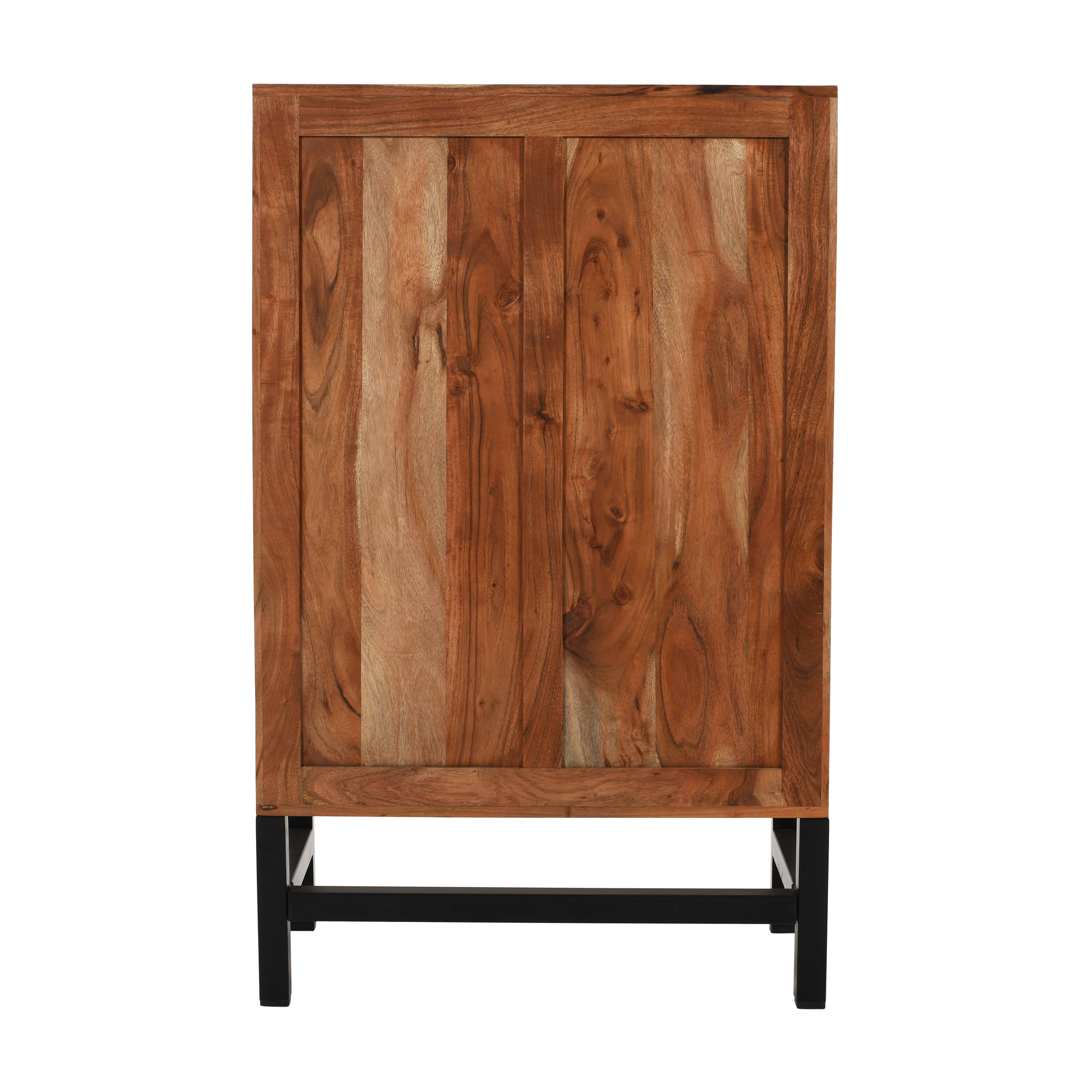 Alt View 5. Manhattan Lane - 30 Inch Storage Cabinet, Handcrafted Rustic Brown Acacia Wood - Rustic Brown, Black.