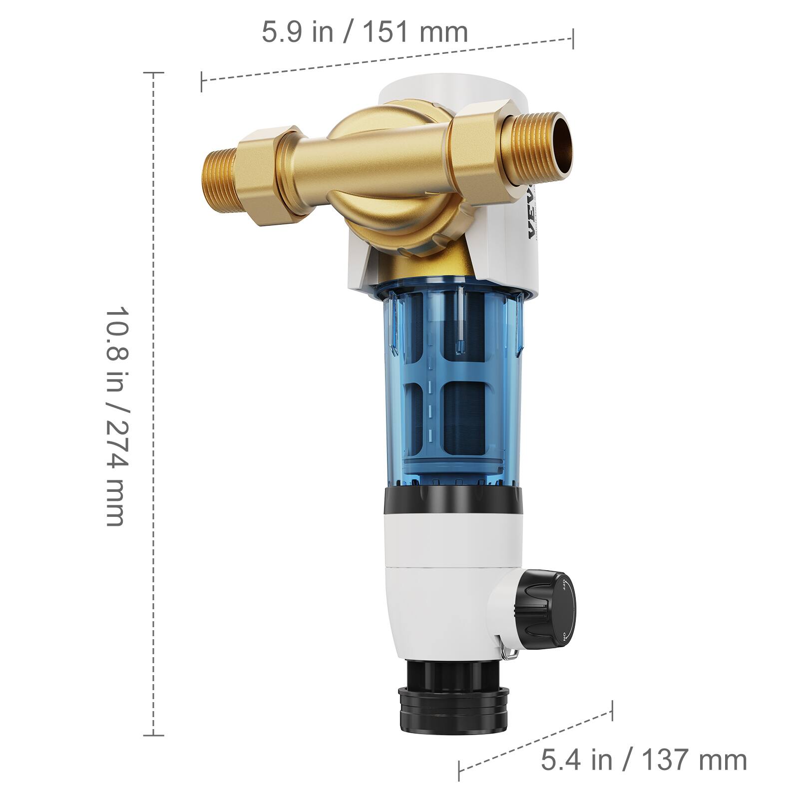 5.9 in / 151 mm  
10.8 in / 274 mm  
5.4 in / 137 mm
