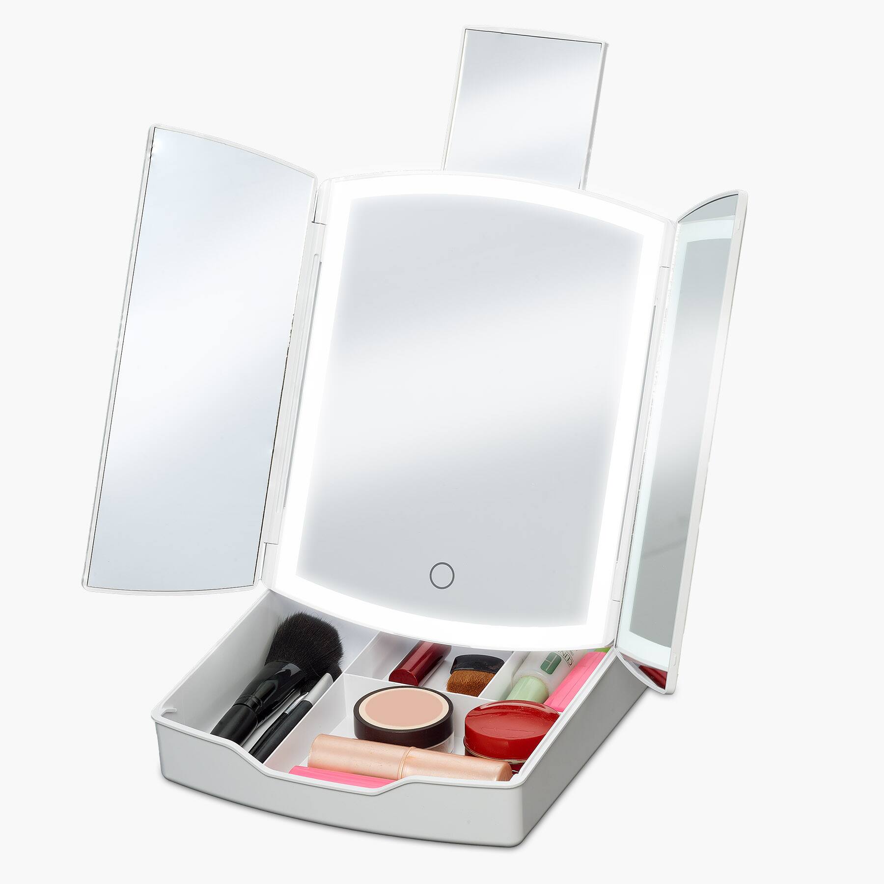 iHome - Travel Mirror with Lights and Makeup Organizer (iCVS30) - White