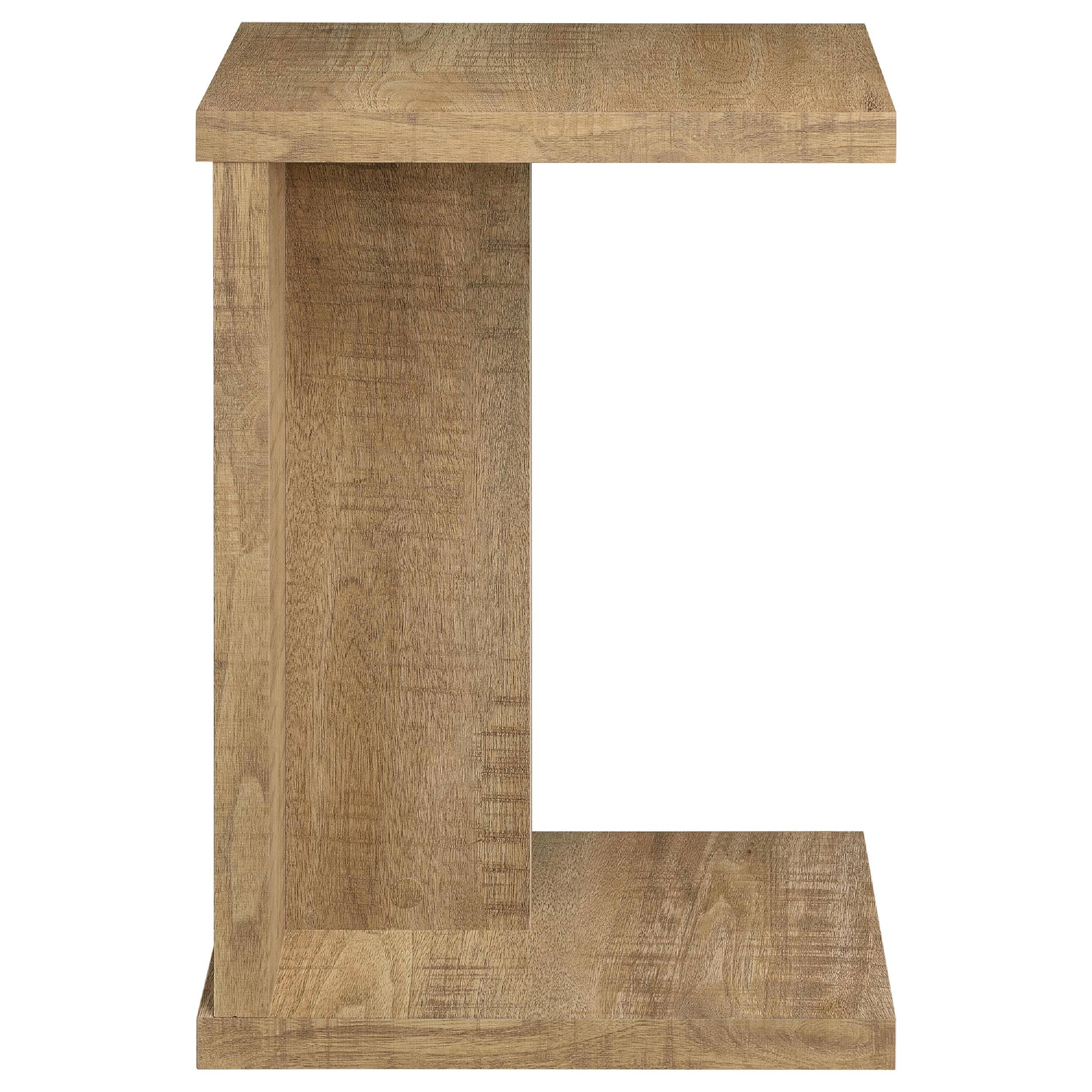 Alt View 3. Manhattan Lane - Owea Sofa Side Table, C Shaped, Rectangular, Wood 16 Inch - Mango Brown.