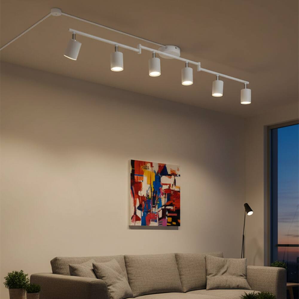 Back. Dazzed Corner - 6-Light Plug-in LED Track Lighting, Ceiling Spotlight Kit - White.