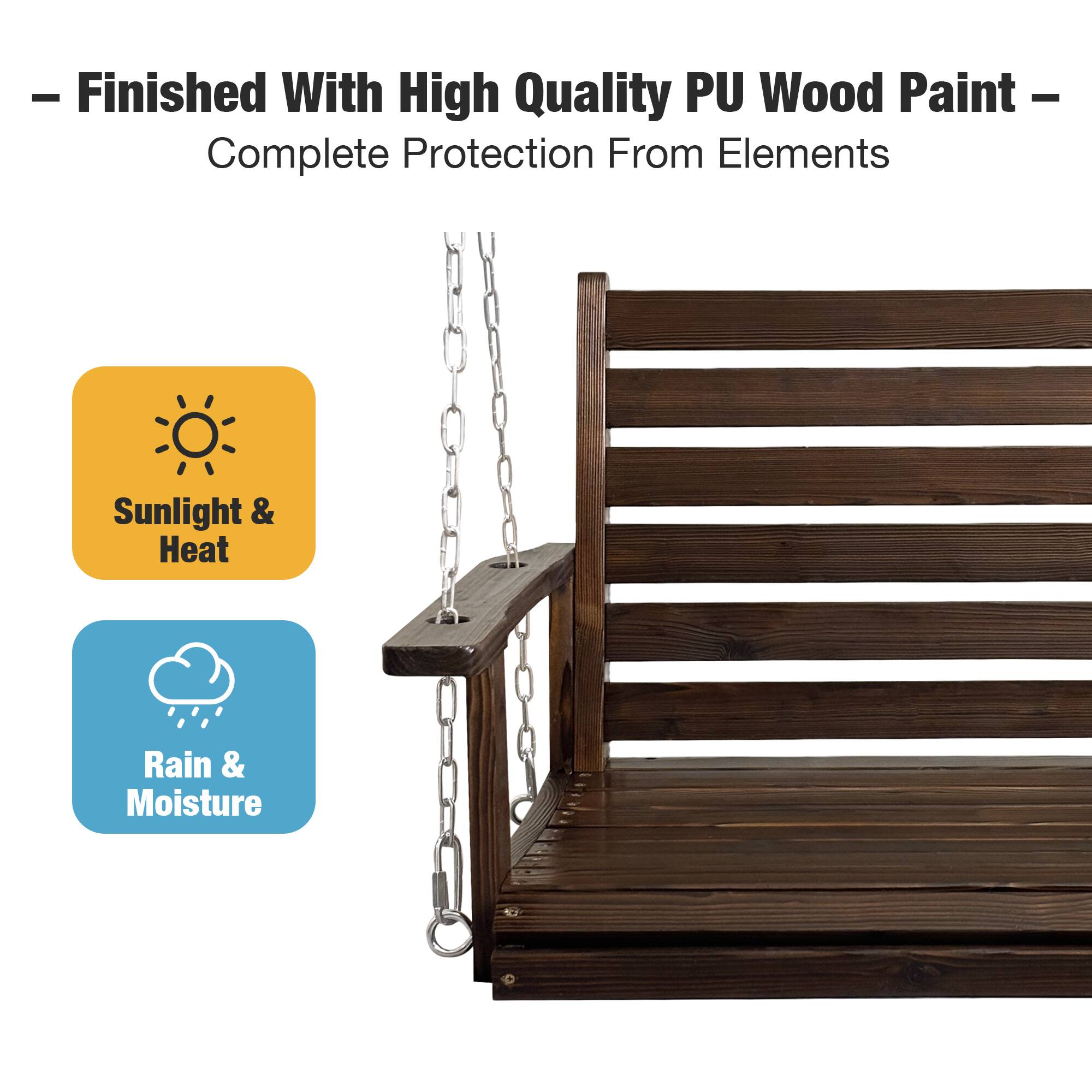 - Finished With High Quality PU Wood Paint -  
Complete Protection From Elements  
Sunlight & Heat  
Rain & Moisture