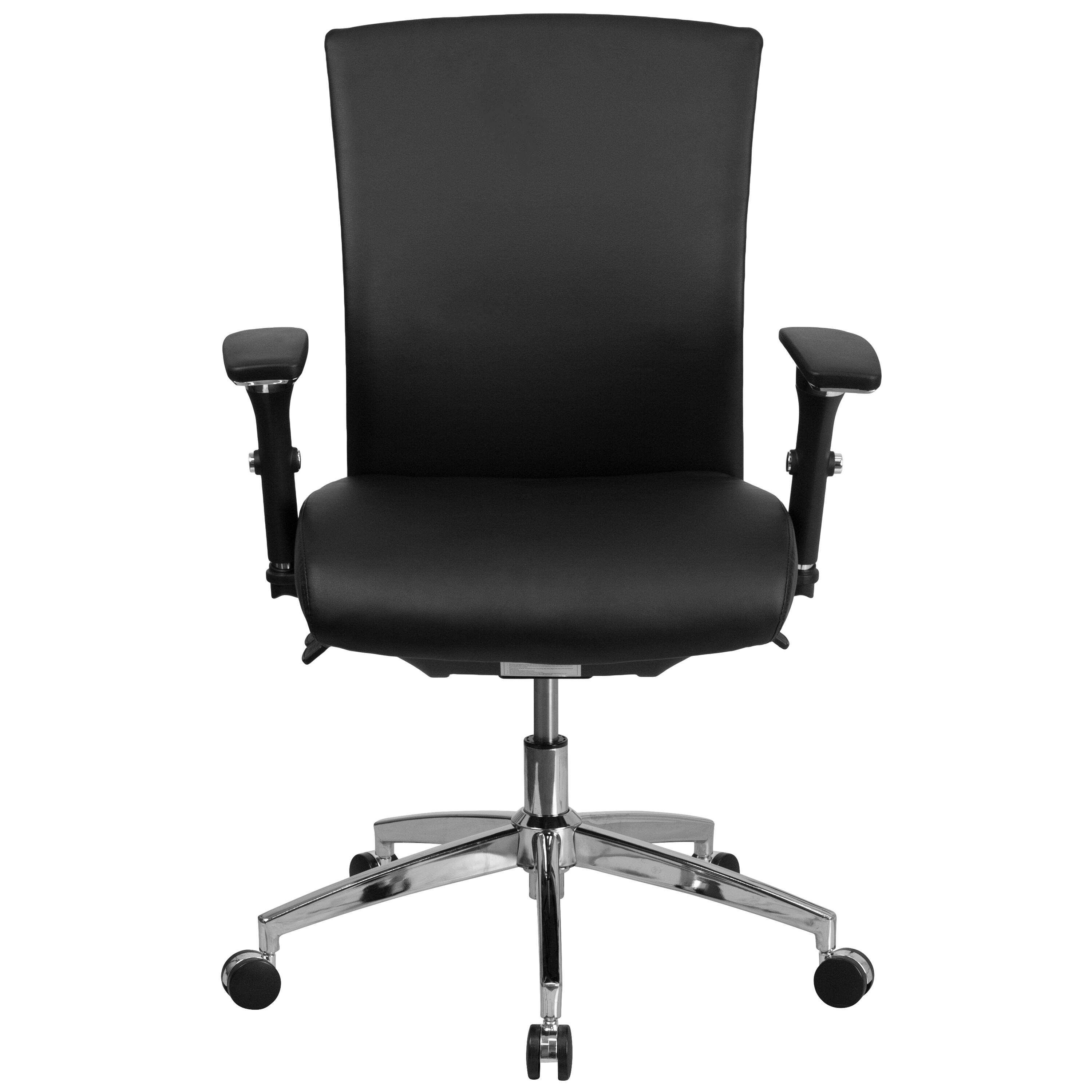 Alt View 4. Emma + Oliver - 24/7 300 lb. Rated Seat Slider Ergonomic Office Chair with Adjustable Lumbar - Black LeatherSoft.