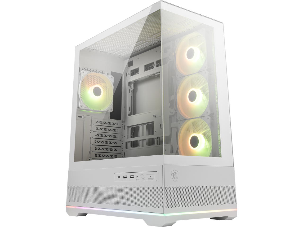 MSI - MAG PANO 110R PZ - Gaming PC Case, Tempered Glass, 4x120mm ARGB Fans, 360mm Liquid Cooling, Mesh Panel - White