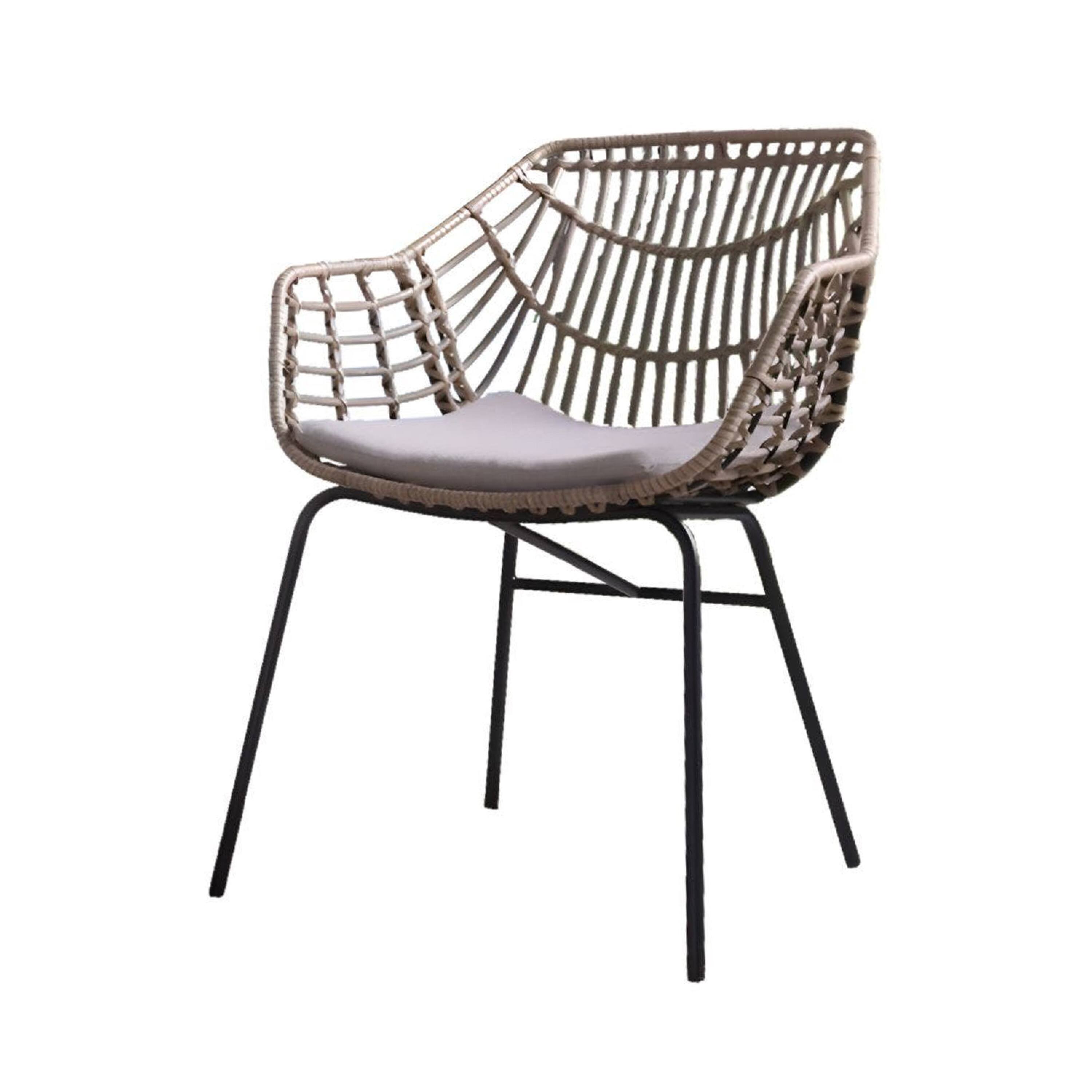 Alt View 1. Manhattan Lane - Niya Outdoor Patio Chair Set of 4 - Natural Brown, Black.