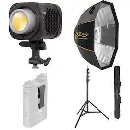 Amaran - Halo 300x Bi-Color COB LED Light Bundle with Standard 7" Reflector, Octa Large Softbox and Light Stand