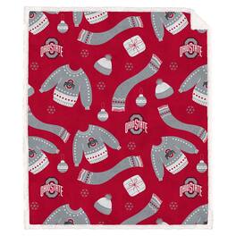 Pegasus - Ohio State Buckeyes 60" x 70"-Ugly Sweater Flannel Fleece Sherpa Blanket - Multicolor