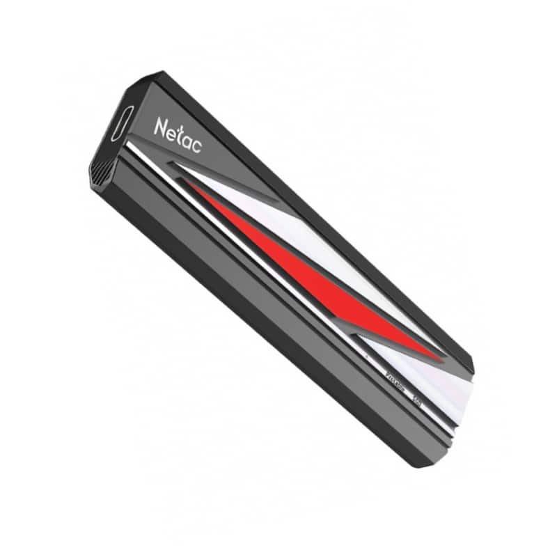 Netac - ZX20L 2TB Portable NVMe SSD, USB 3.2 Gen 2x2 Type-C External Solid State Drive, Up to 2000MB/s Read Speed - Black