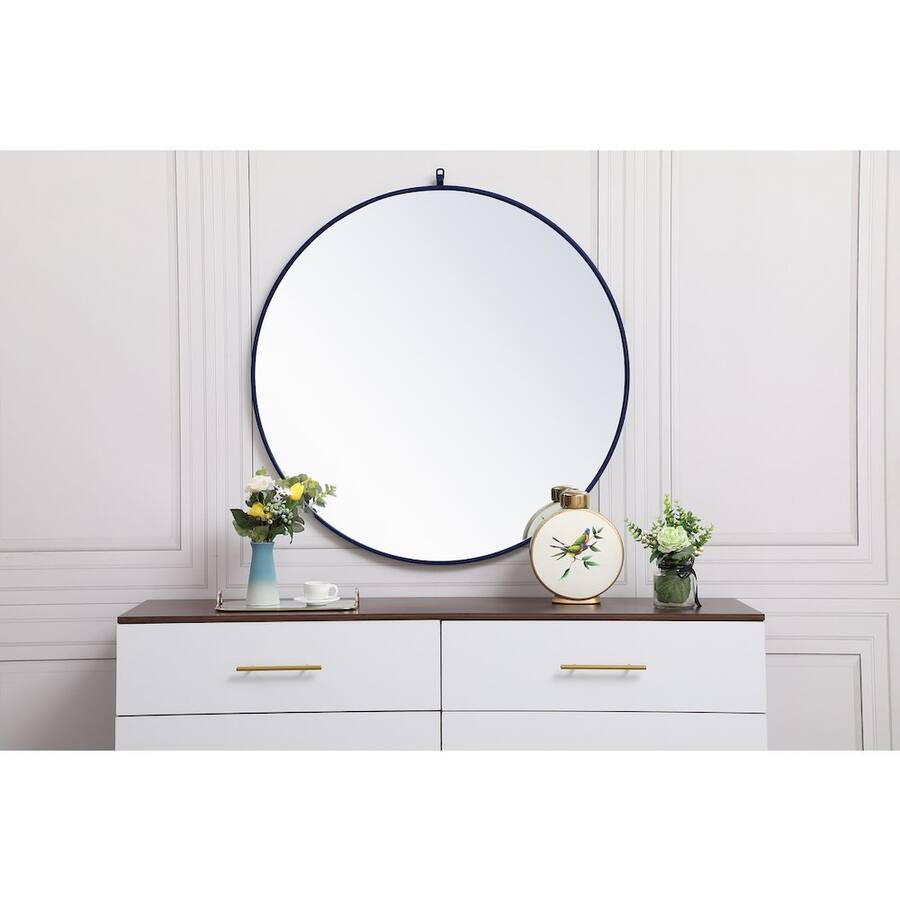 Bst Rnd Elegant Decor Metal Frame Round Mirror With Decorative Hook 39 Inch In ...
