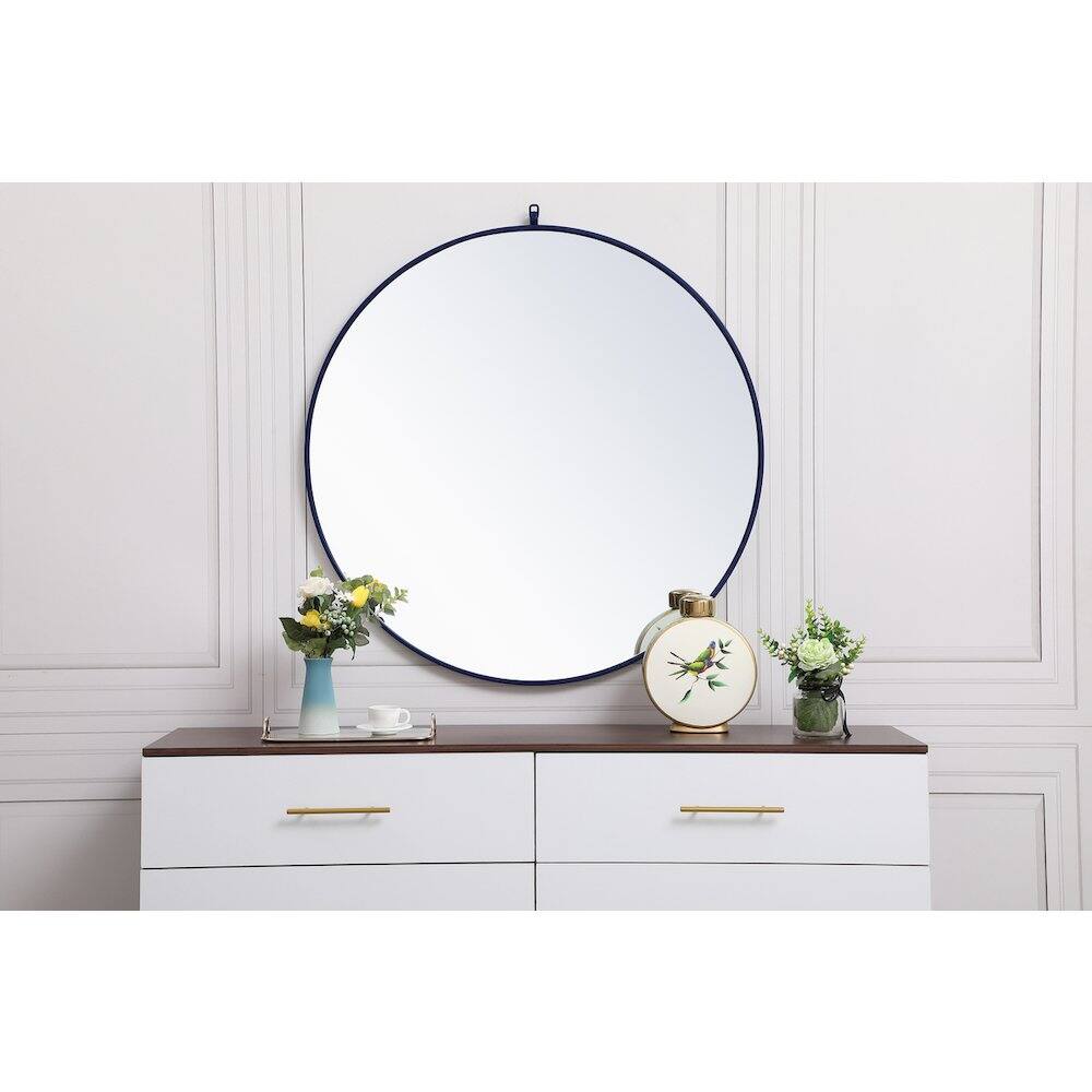 Elegant Decor Metal Frame Round Mirror With Decorative Hook 39 Inch In ...