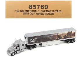 International Lonestar Truck w/Sleeper Silver Metallic with "CAT Caterpillar" Trailer 1/50 Model by Diecast Masters