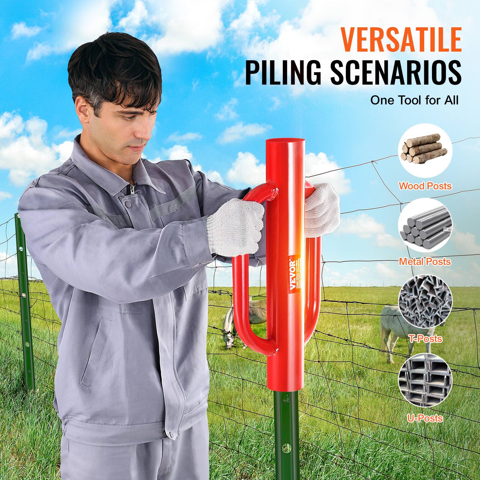 VERSATILE PILING SCENARIOS  
One Tool for All  

Wood Posts  
Metal Posts  
T-Posts  
U-Posts