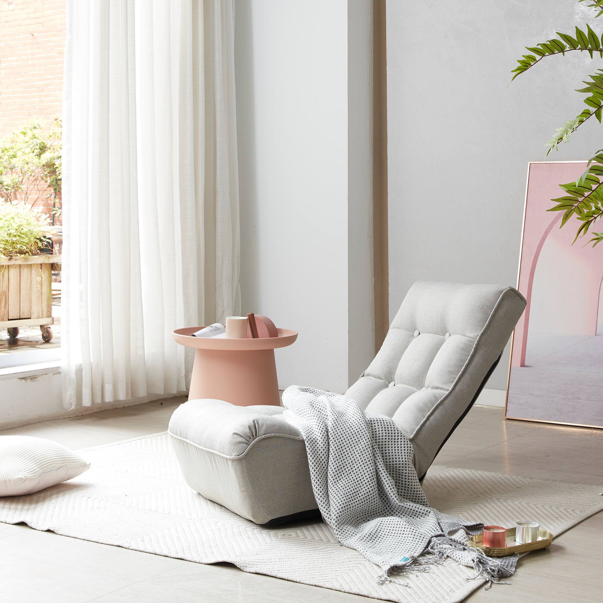 Alt View 6. Ecooso - Single sofa reclining chair Japanese chair lazy sofa tatami balcony reclining chair leisure sofa adjustable chair - Gray.