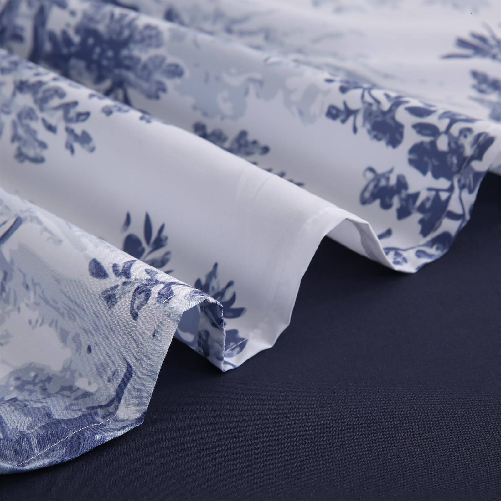 Alt View 8. Dapper Styles - Botanical California Bed Sheet Set Deep Pocket Navy Fitted Comfy Breathable Patterned Flat Sheets Microfibe... - Golden Serenity-California King.