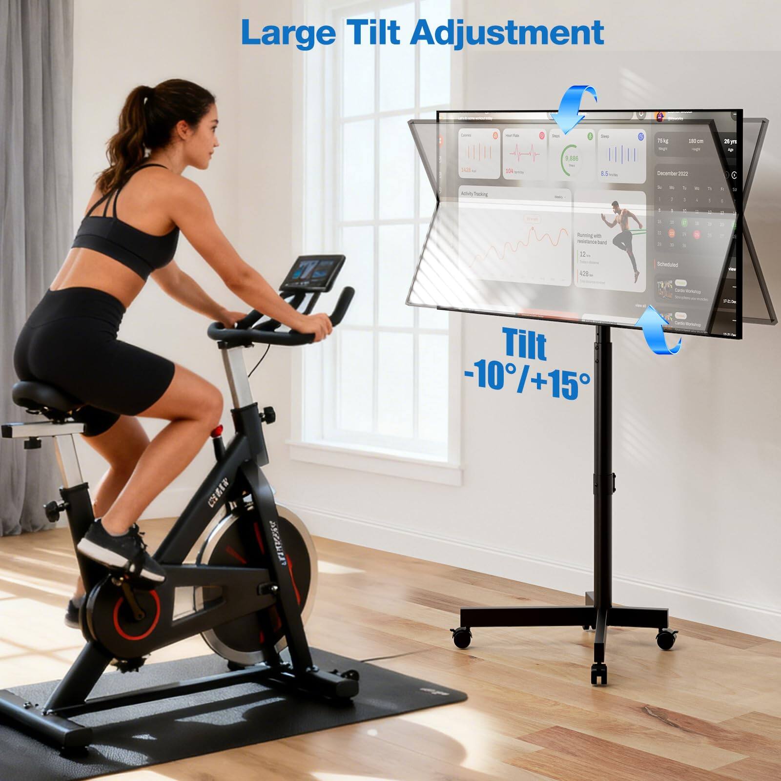 Large Tilt Adjustment  
Tilt -10°/+15°