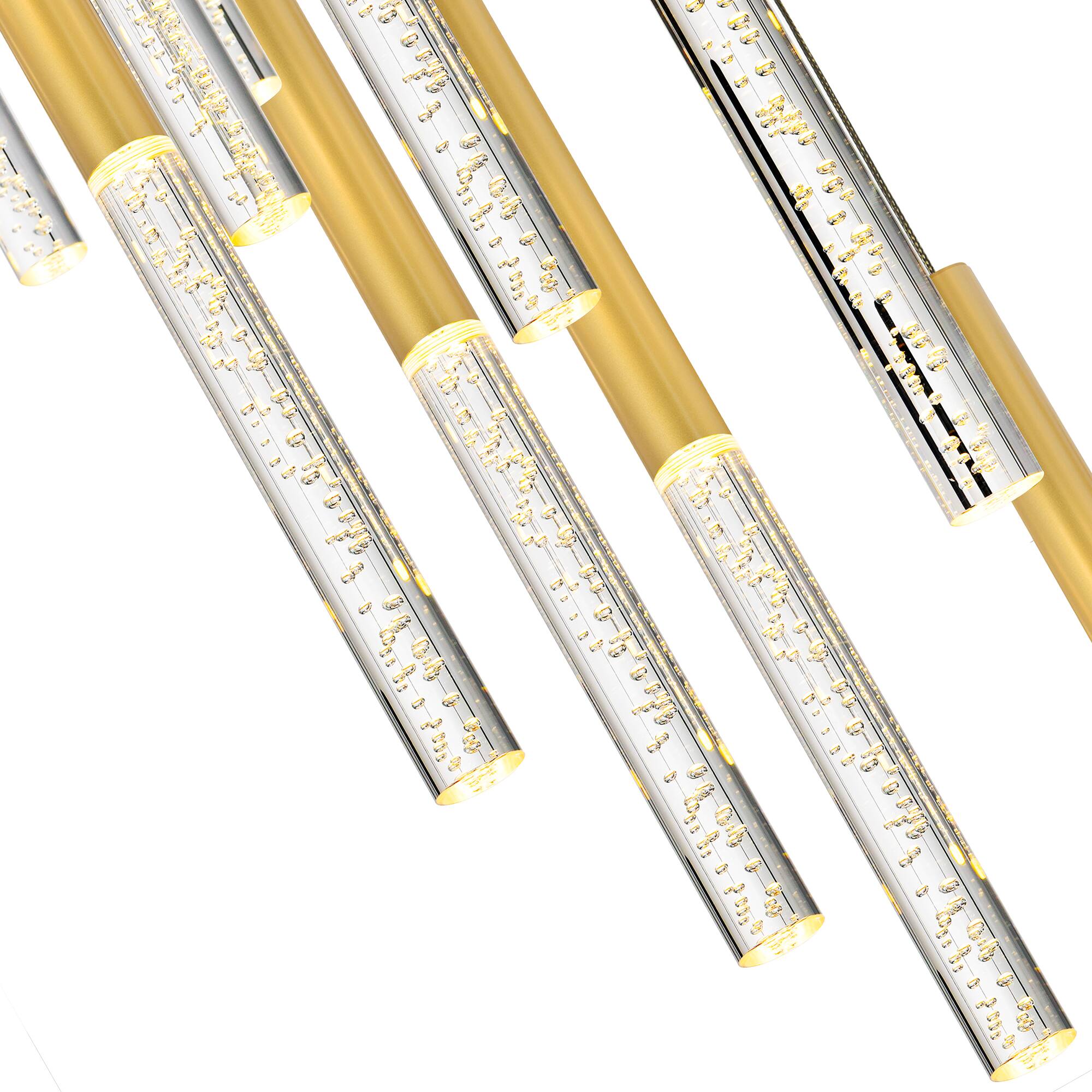 Left. CWI Lighting - Dragonswatch Integrated LED Satin Gold Chandelier - Satin Gold.