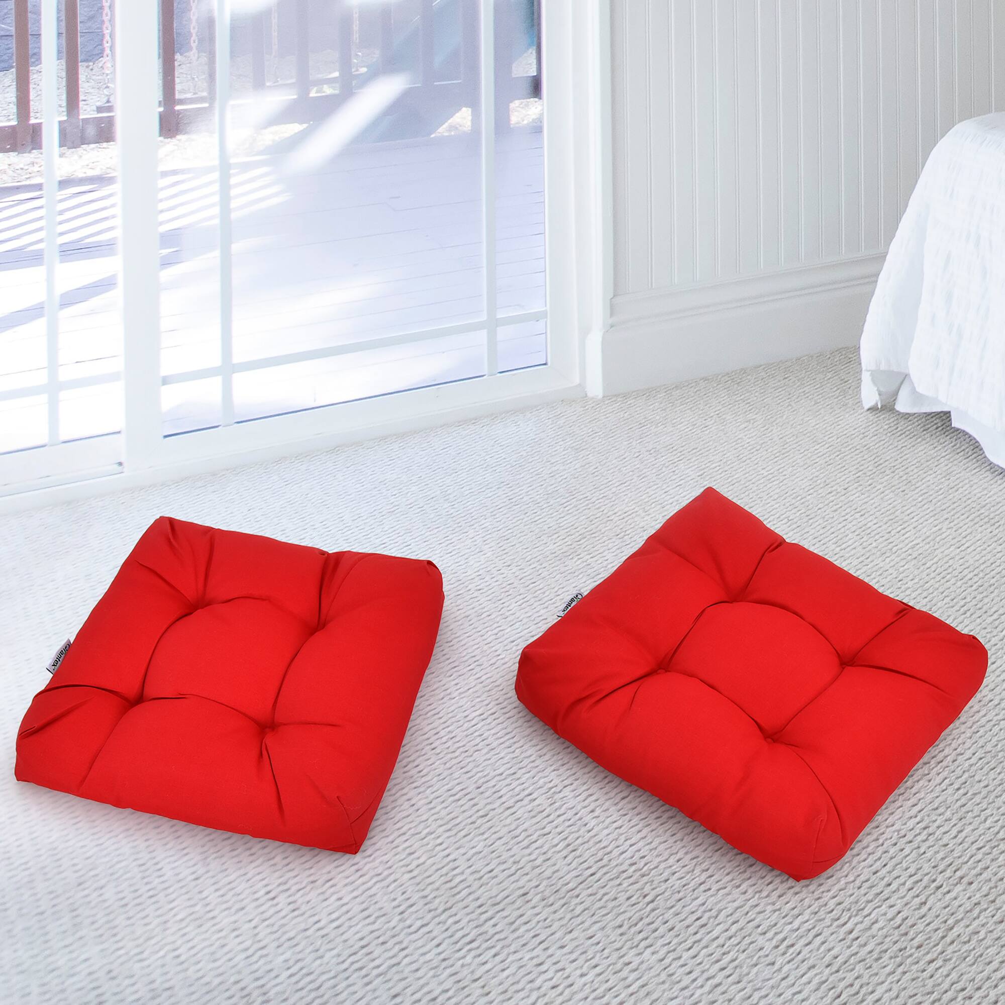 Alt View 7. Costway - Costway 2 PCS 21" x  21" Patio Chair Seat Cushion Pads Indoor/Outdoor - Red.