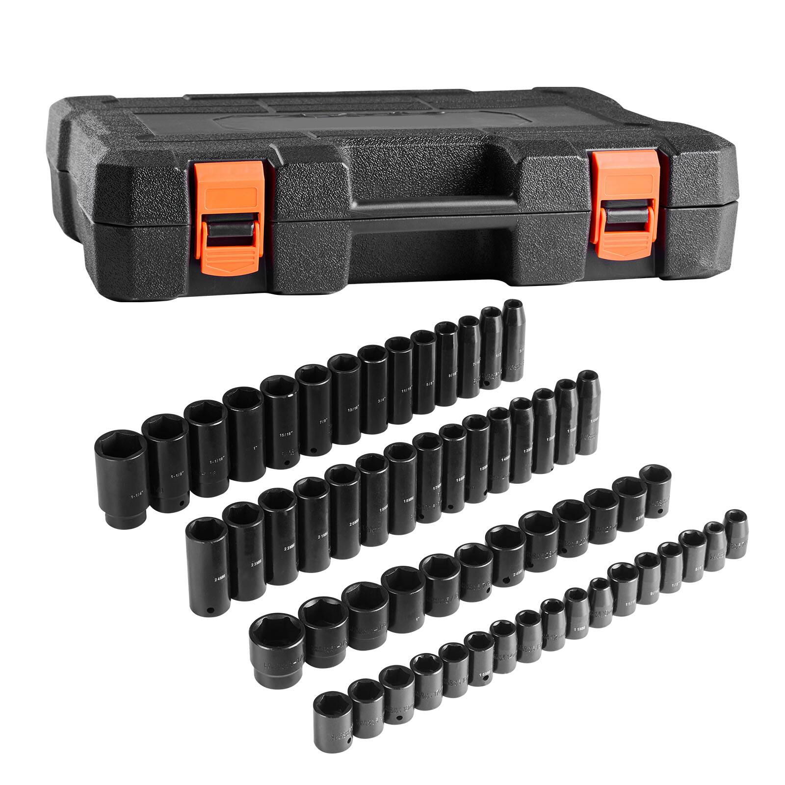 Alt View 1. LOVMOR - 1 2 Drive Impact Socket Set 65PCS SAE Metric Socket Assortment.
