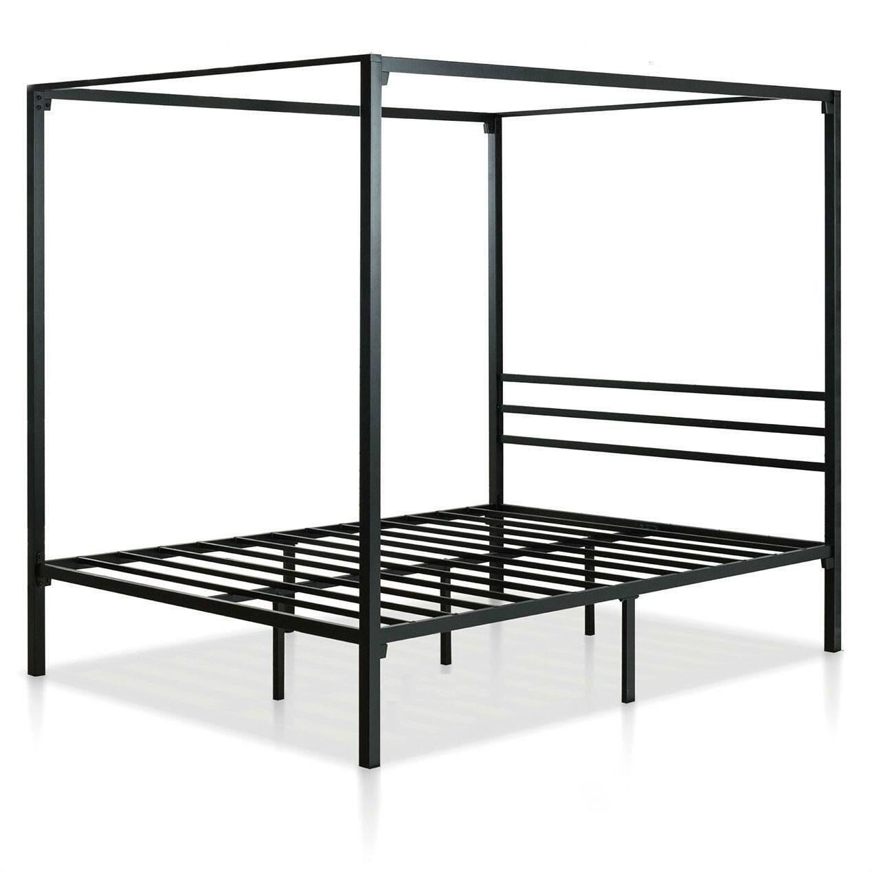 Hivvago - Full size Modern Metal Canopy Bed Frame - Black