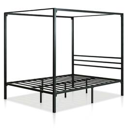 Hivvago - Full size Modern Metal Canopy Bed Frame - Black