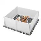 Front. VEVOR - Dogs Whelping Box, 60 x 60 x 24 inch, Plastic PVC Puppies Playpen with Height Adjustable Door.