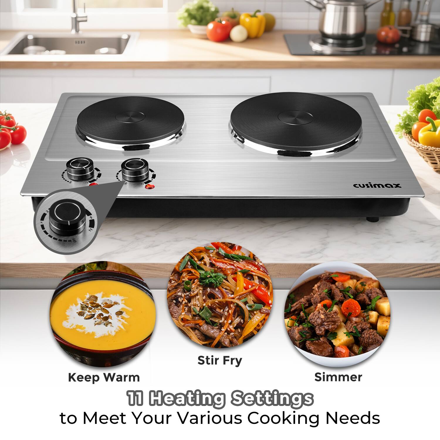 Cuisimax Stir Fry Keep Warm Simmer 11 Heating Settings to Meet Your Various Cooking Needs