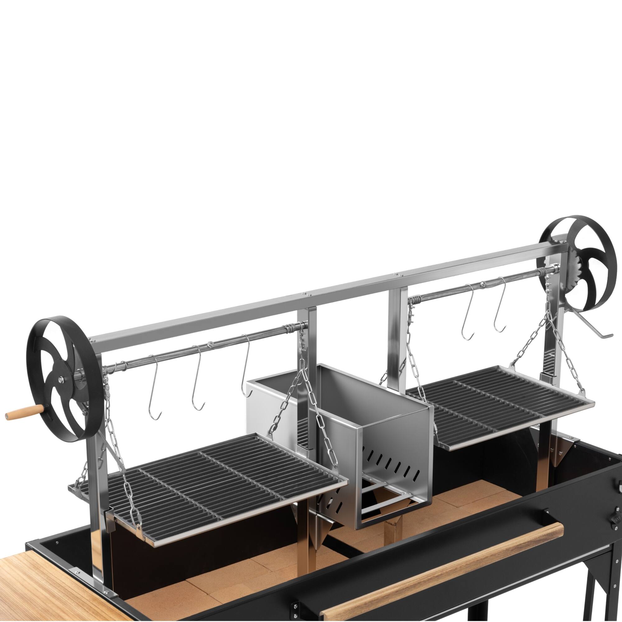 Alt View 4. Koolmore - 92 in. Argentine Santa Maria Charcoal and Wood Grill, Adjustable Outdoor BBQ, in Black (KM-OG-AWD-92) - Black.