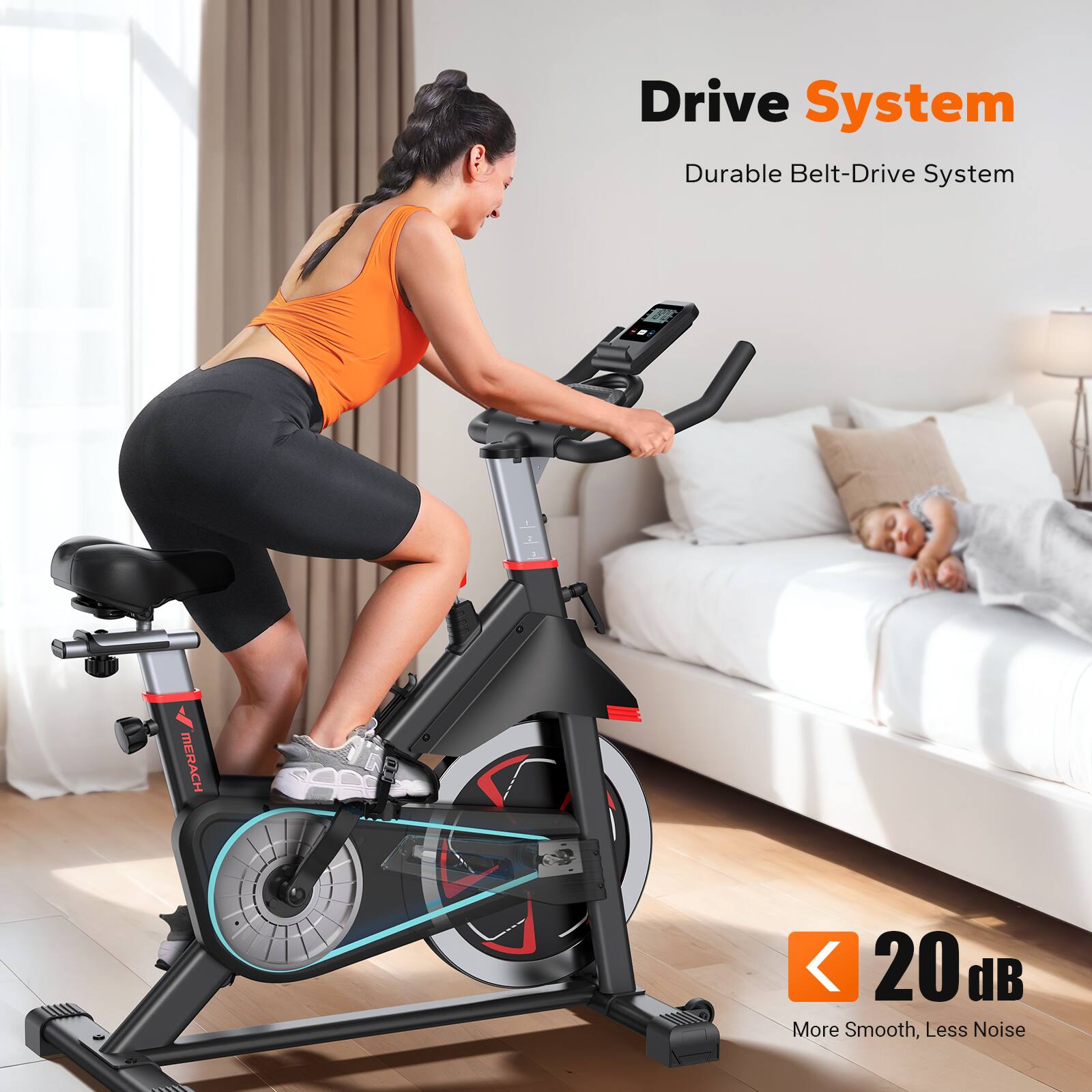 Drive System  
Durable Belt-Drive System  
MERACH  
20 dB  
More Smooth, Less Noise
