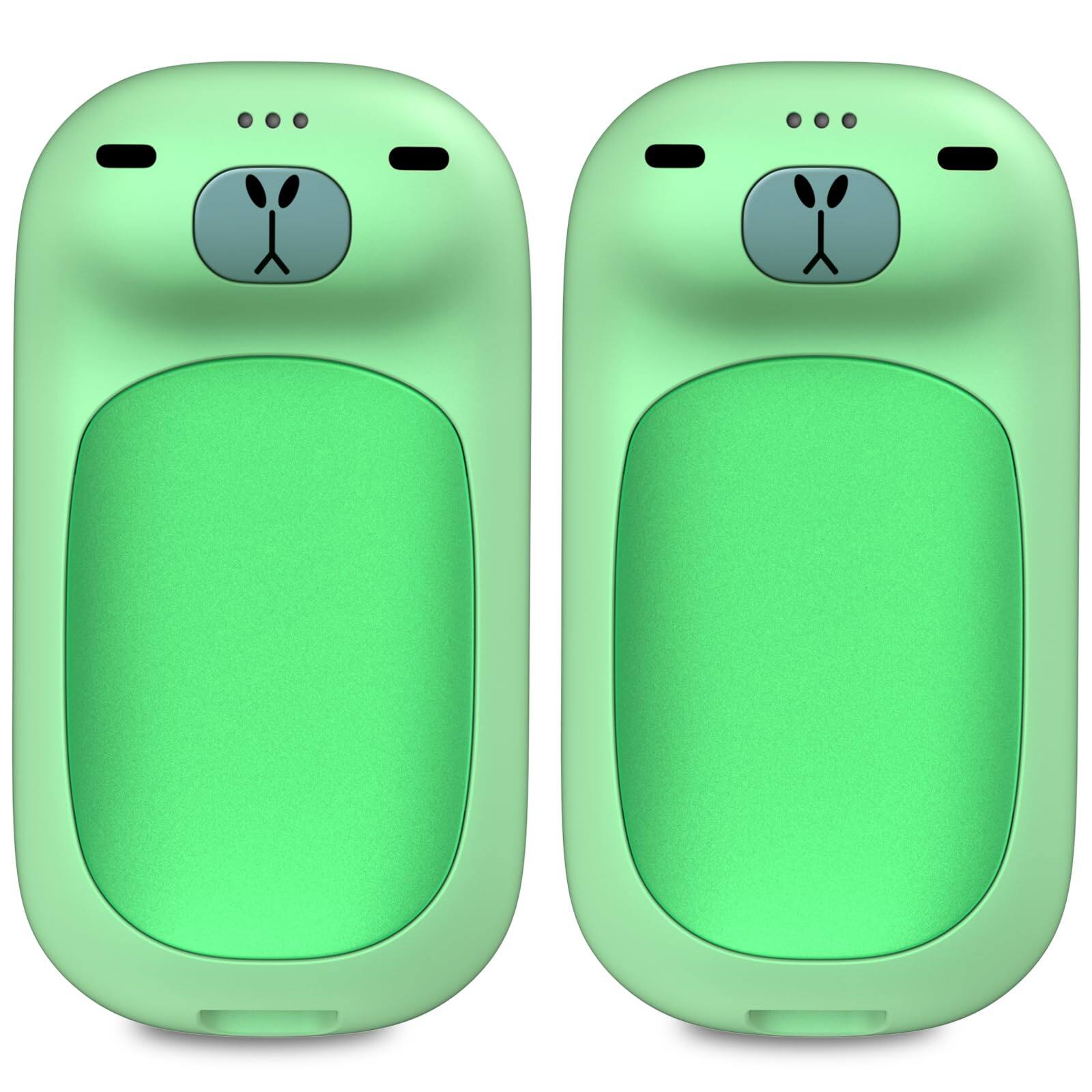 Front. PRIMEPLUS - Rechargeable Electric Hand Warmers, 1S Heating, 6000mAh 24H, Capybara Christmas Gift Stocking Stuffers for Thanksgiving - Green.