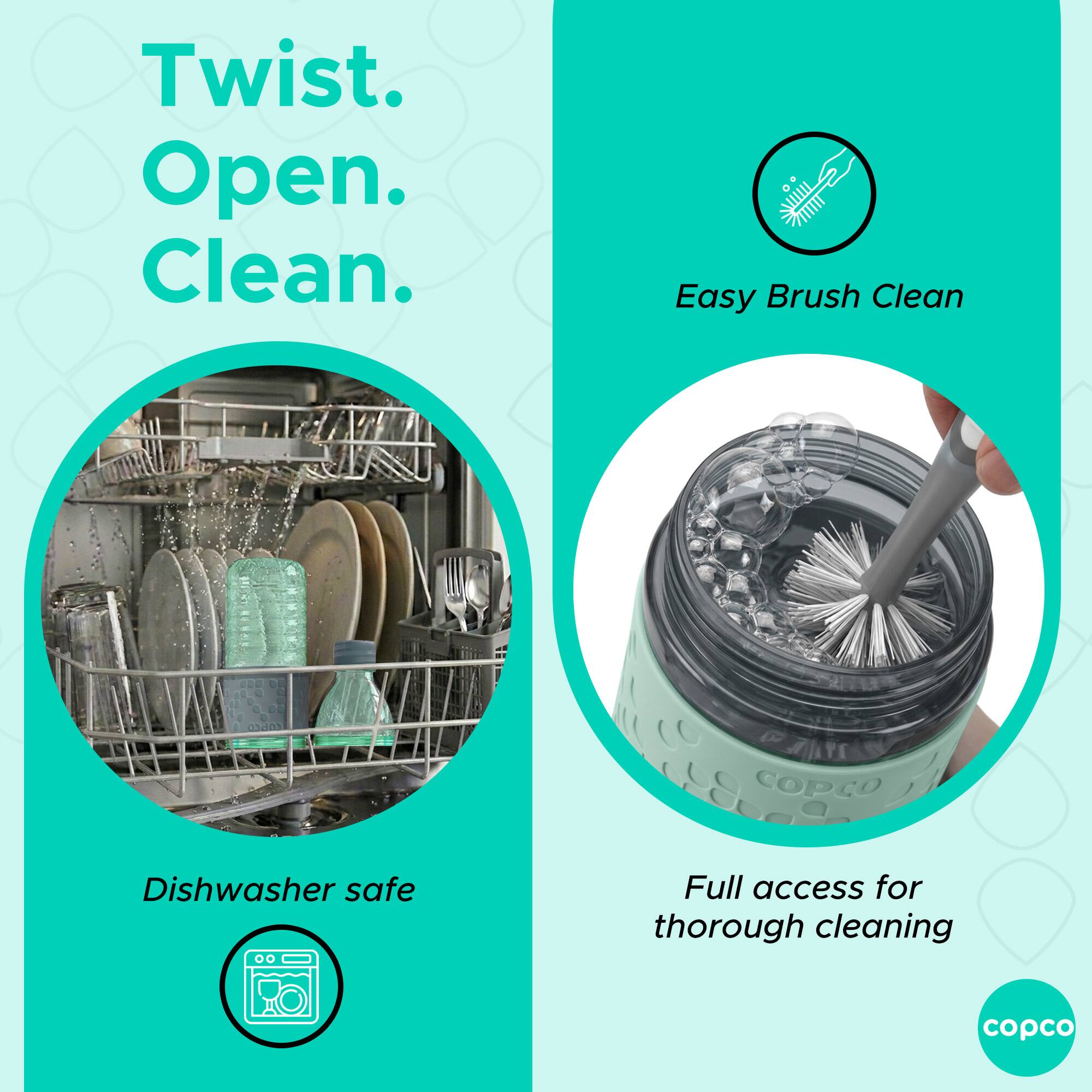 Twist. Open. Clean.

Easy Brush Clean

Dishwasher safe

Full access for thorough cleaning

copco