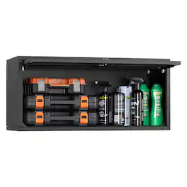 VEVOR - Metal Wall Cabinet, 30.31W x 12.01D x 14.02H Inch, Floating Garage Tool Cabinet with Up-Flip Door, 120 lbs Load per - Black