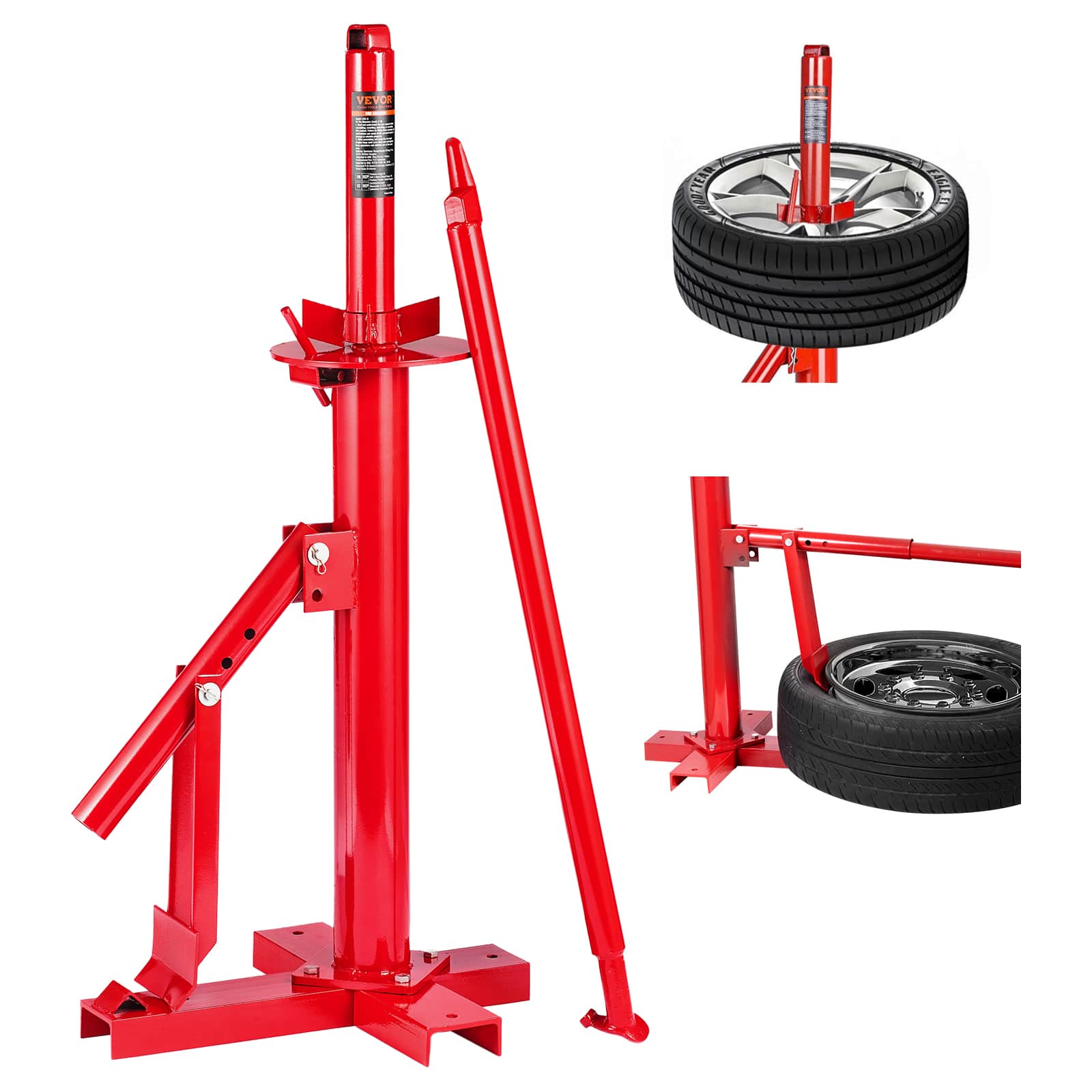 VEVOR - Manual Tire Changer, Portable Hand Bead Breaker Mounting Tool for 203 - 406 mm Tires, Compatible with Car Truck Trailer - Red