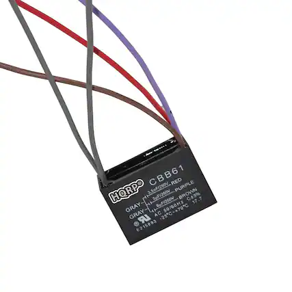 CBB61
3.5uF/250V
6uF/250V
RED
PURPLE
BROWN
GRAY
C5%
17.7
50/60Hz
-25C-+70C
E215893
HQRPO
GRAY-RED
GRAY-PURPLE
GRAY-BROWN
AC 50/60Hz
-25C-+70C