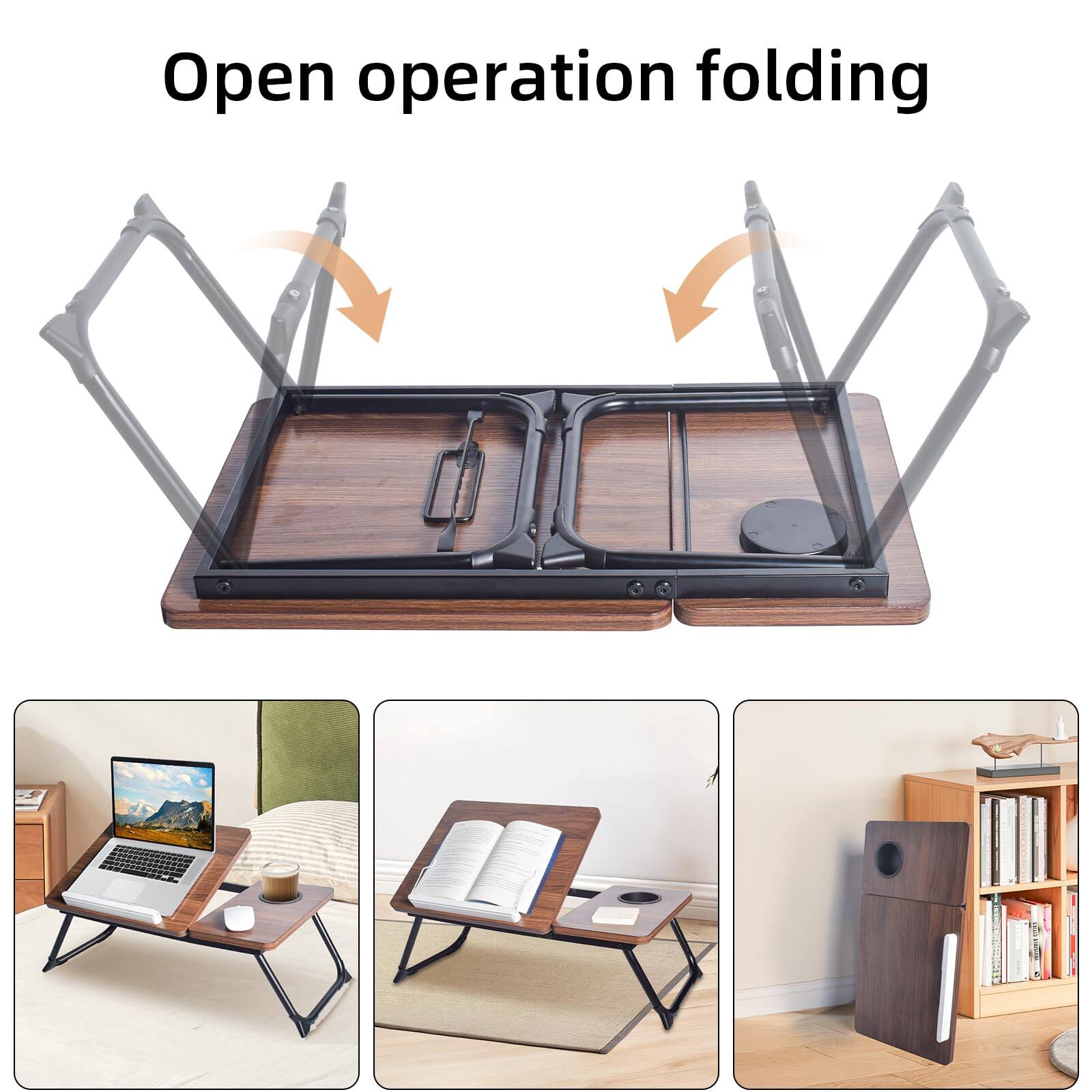 Cedar Assembly Lap Desk For Bed Laptop Tray Table With Phone Slot Cup ...