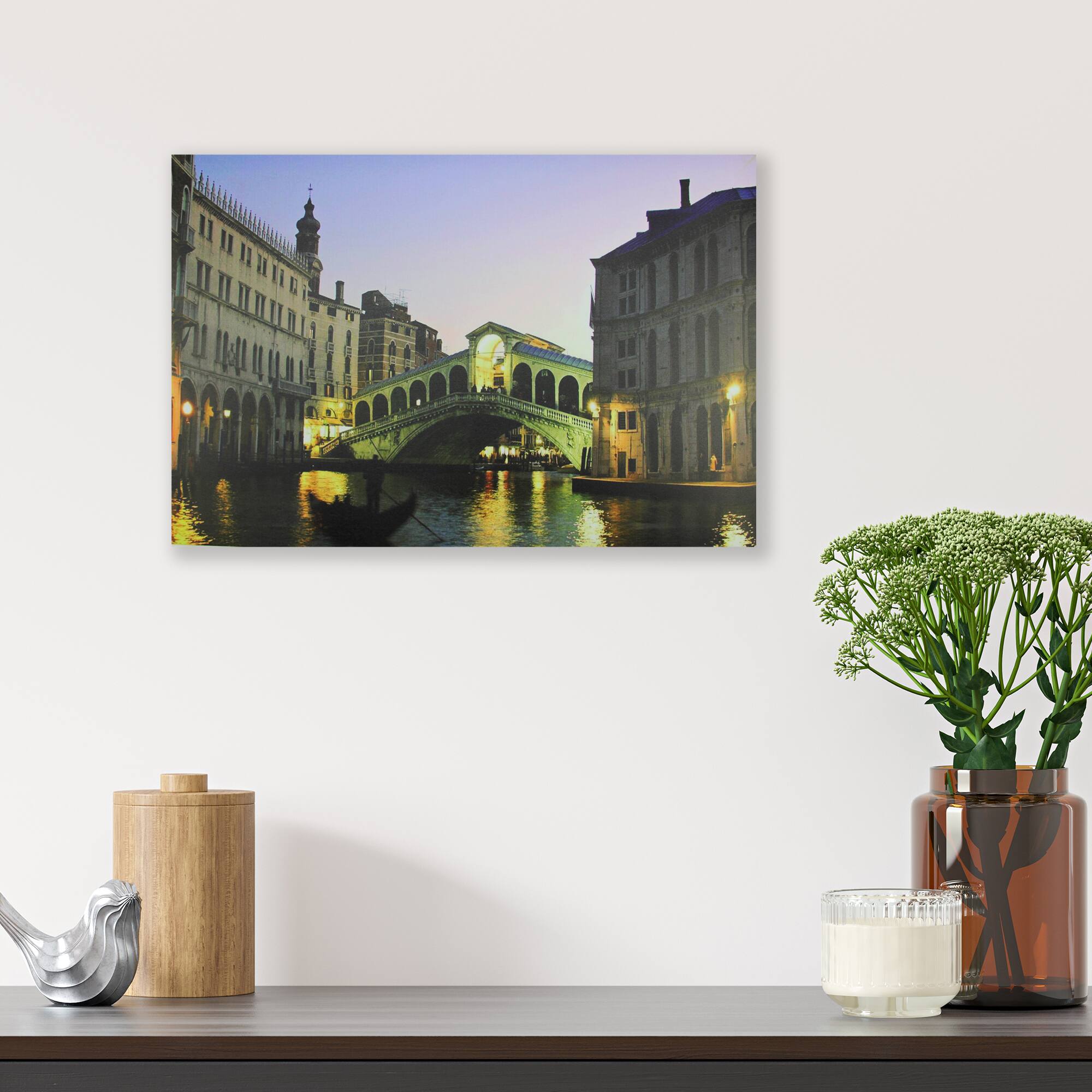 Alt View 3. Northlight - LED Lighted Venice, Italy Grand Canal Canvas Wall Art 15.75" x 23.5" - Gray.