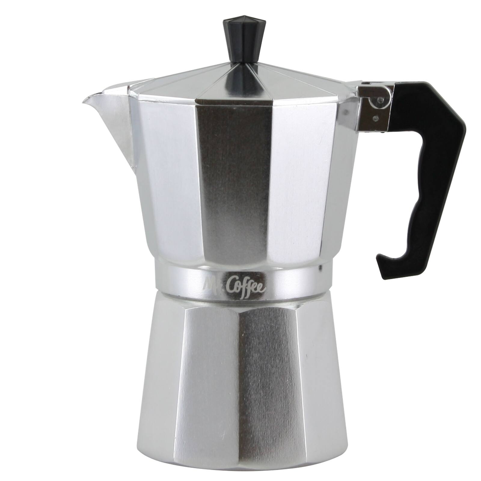Front. Mr. Coffee - Mr. Coffee Brixia 6-Cup Aluminum Stovetop Espresso Maker - Silver.