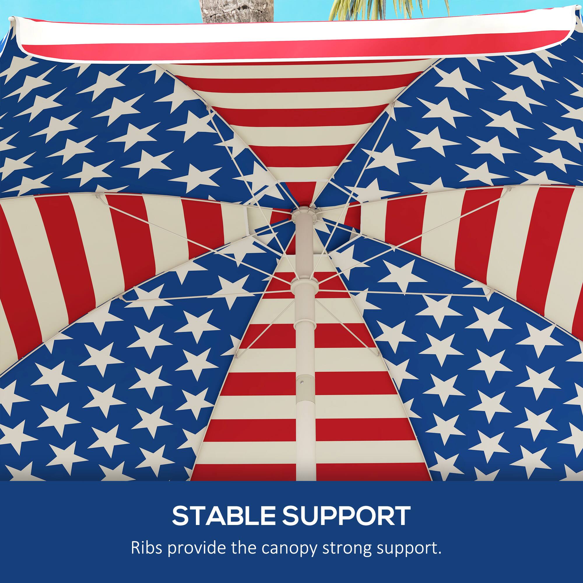 STABLE SUPPORT
Ribs provide the canopy strong support.