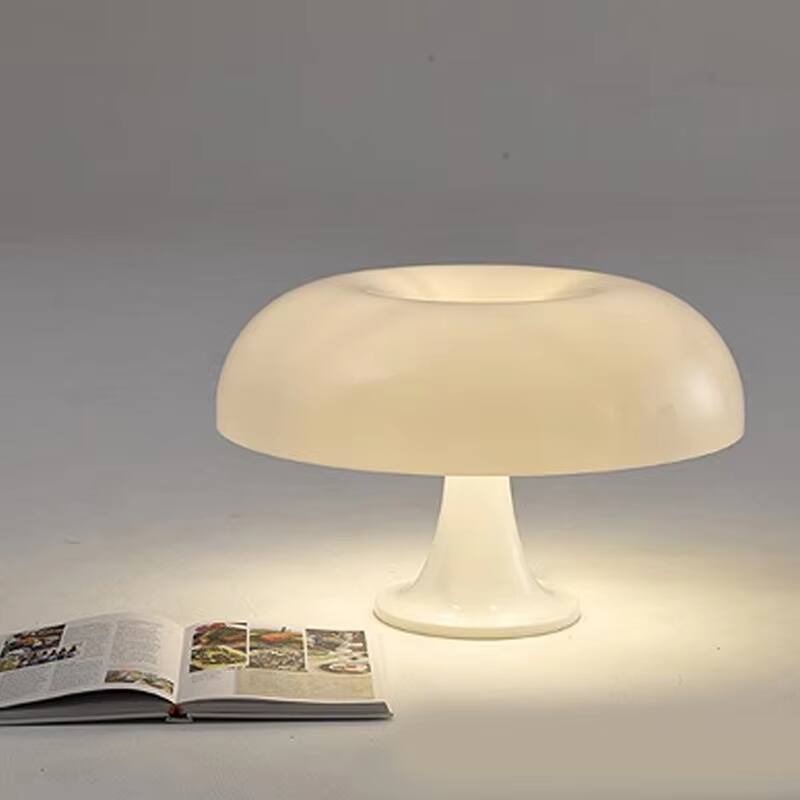 Alt View 2. Luckbyte - Mid-Century Modern Mushroom Lamp, Retro 1970s Style White Acrylic Table Lamp for Bedroom & Living Room Decor.