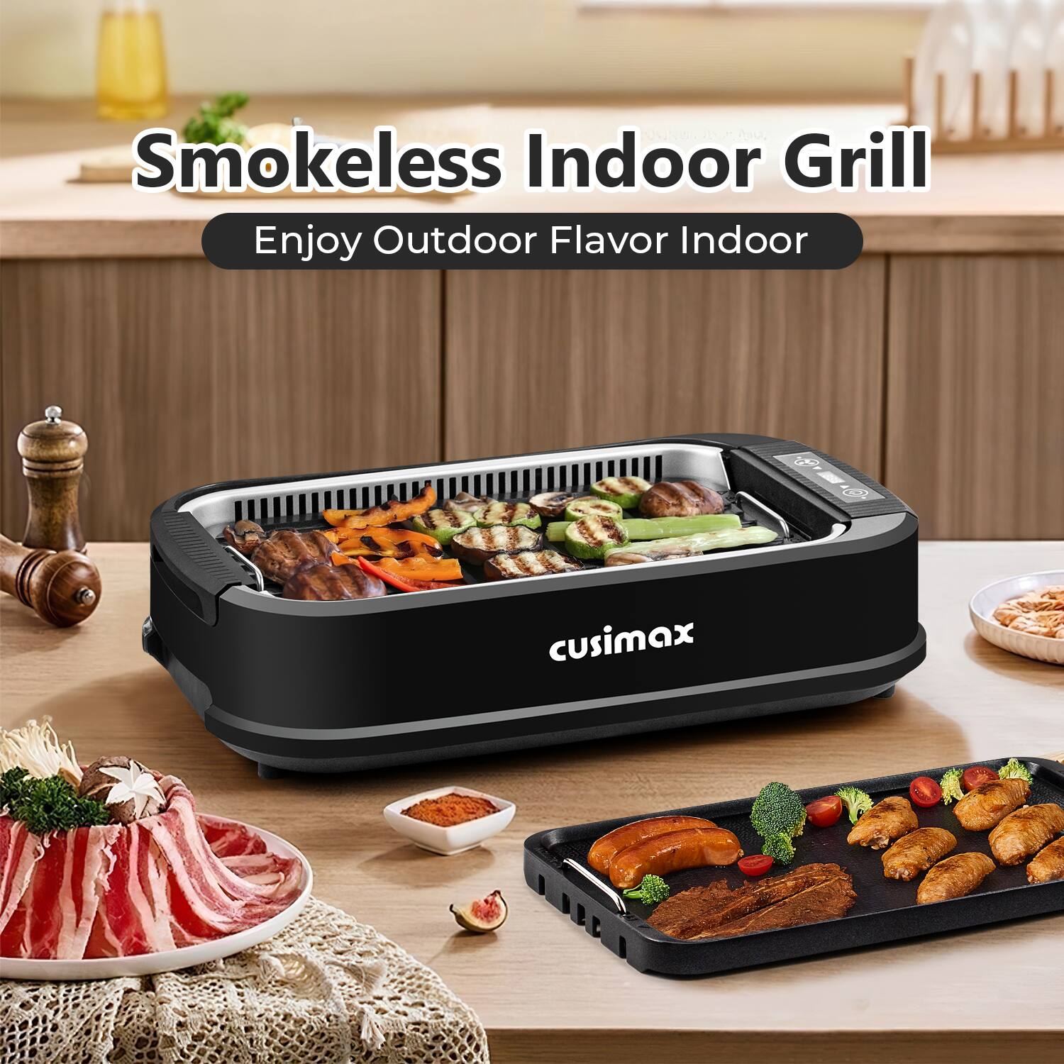 Smokeless Indoor Grill  
Enjoy Outdoor Flavor Indoor  
cusimax