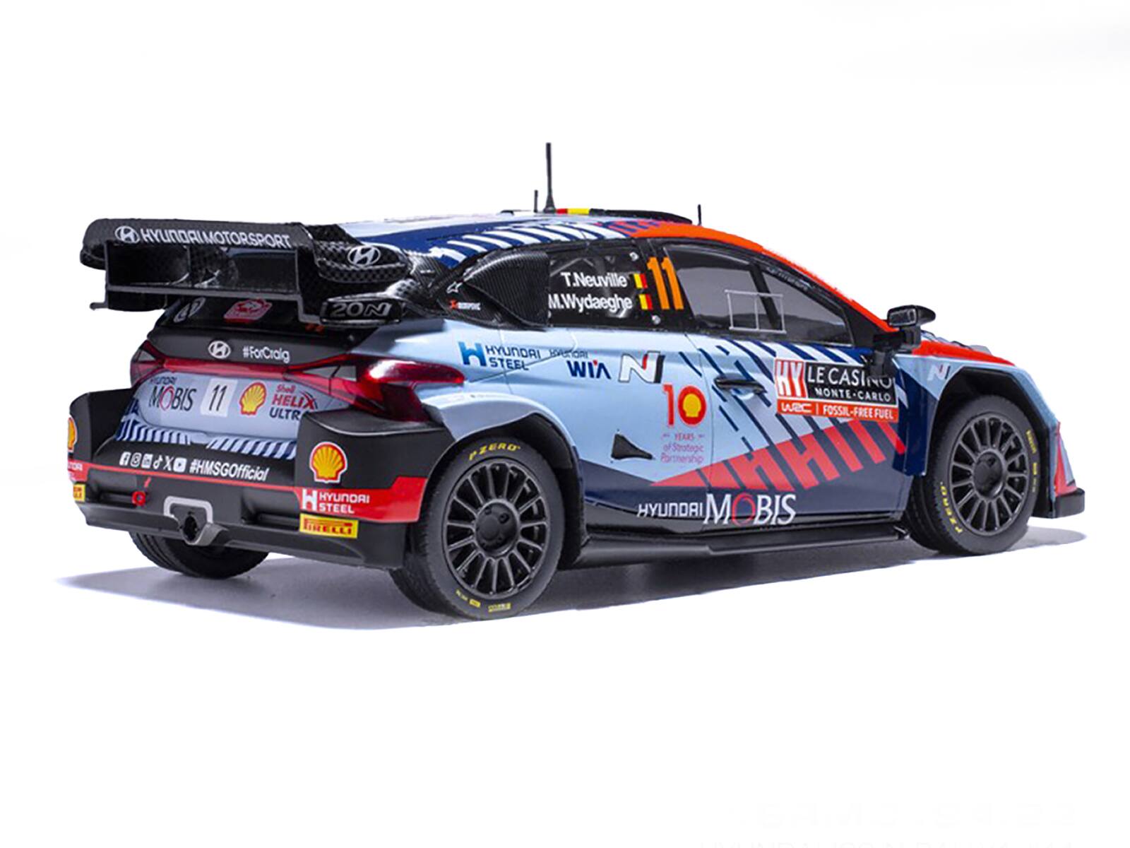 HYUNDAI MOTORSPORT  
HYUNDAI STEEL  
MOBIS  
11  
HELIX ULTR  
#ForClaig  
#HMSGOfficial  
T. Neuville  
M. Wyldeaghe  
LE CASINO MONTE-CARLO  
WEC | FOSSIL-FREE FUEL  
HYUNDAI MOBIS  
HYUNDAI STEEL  
PZERO  
HYUNDAI MOTORSPORT  
20N  
HYUNDAI STEEL  
WIA  
10