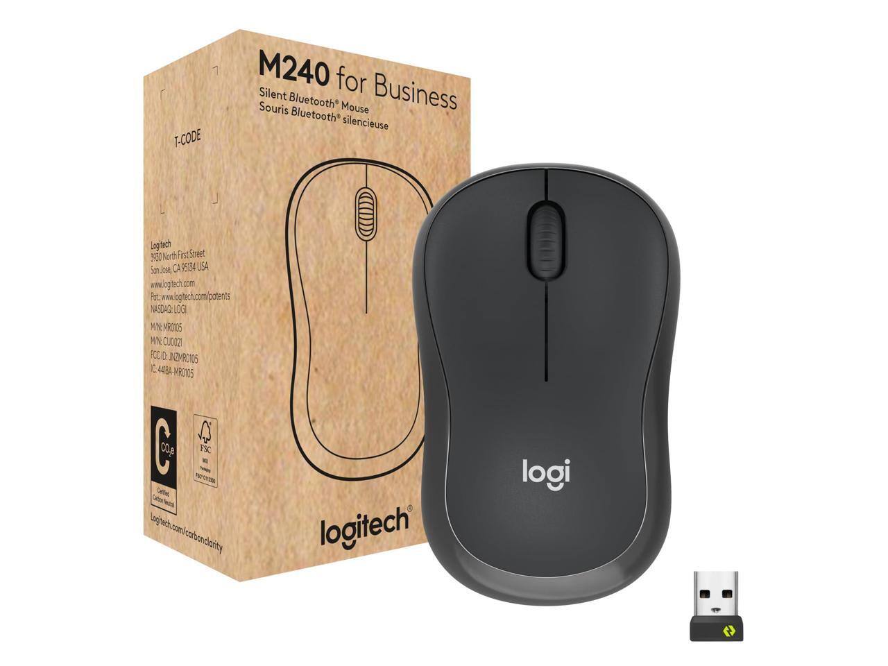 T-CODE M240 for Silent Bluetooth Mouse Business  
Bluetooth silencieuse  
Logitech  
3550 North First Street  
San Jose, CA 95134 USA  
www.logitech.com  
Patents: www.logitech.com/patents  
NASDAQ: LOGI  
M/N: MRO105  
M/N: CU0021  
FCC ID: JNZMRO105  
IC: 4418A-MRO105  
C: FSC  
Carfber Logitech.com/carbonclarity  
logitech