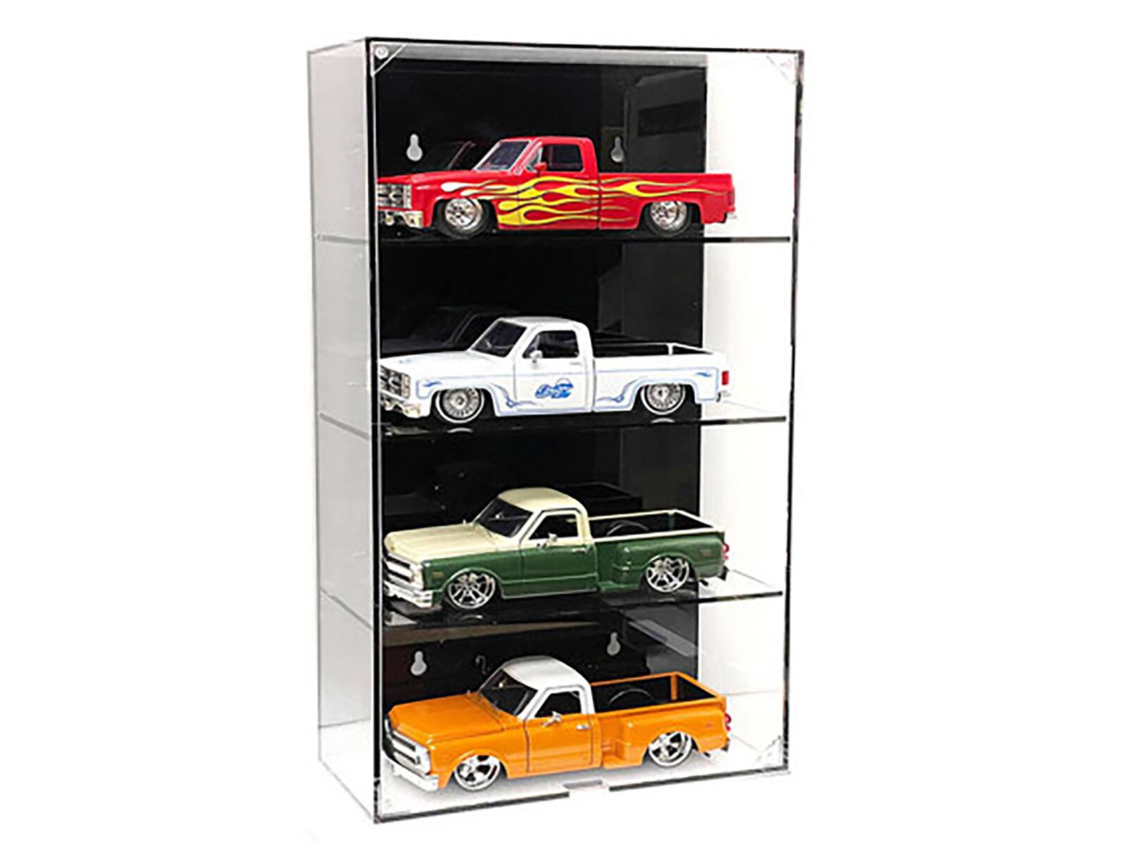 Alt View 3. Mijo Exclusives - Showcase 4 Car Display Case Wall Mount with Black Back Panel "Mijo Exclusives" for 1/24-1/25 Scale Models.