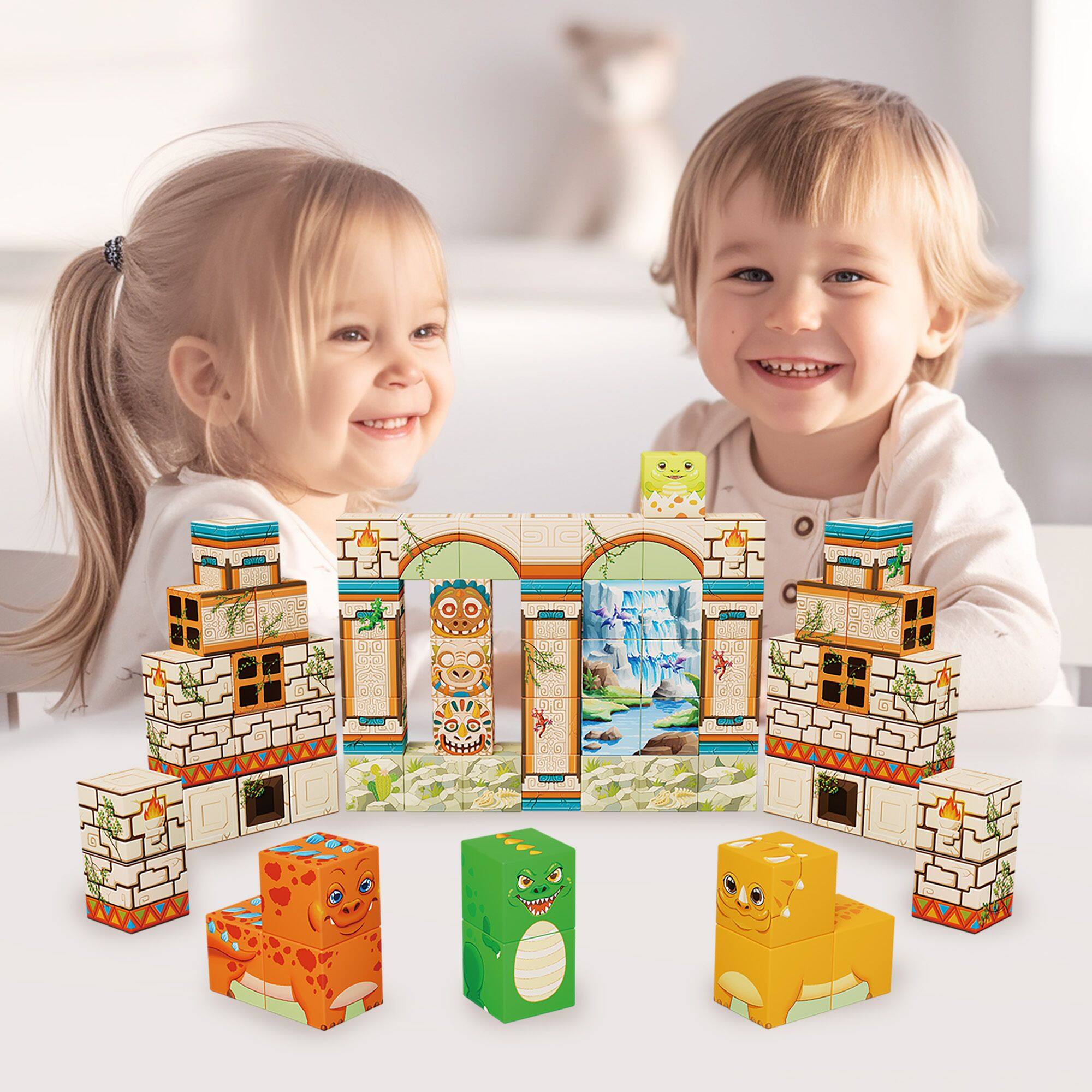 Alt View 1. PicassoTiles - PicassoTiles 72 PC Magnetic Blocks Dinosaur World Theme, Magentic Building Blocks for for Kids 3+.