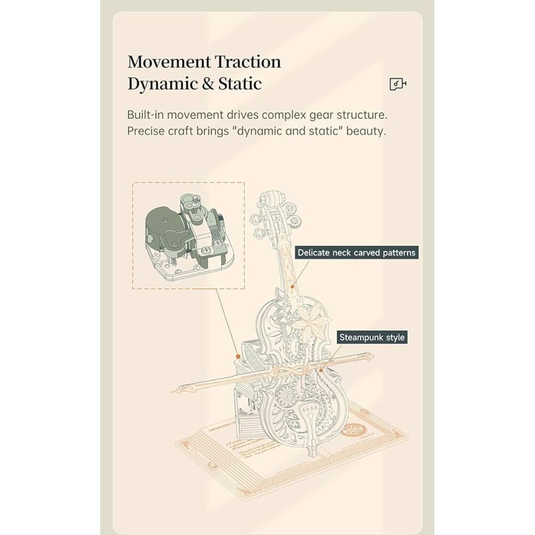 Alt View 2. 3D Puzzle - DIY 3D Music Box Puzzle Magic Cello 199pcs.