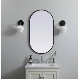 Elegant Decor - Metal Frame Oval Mirror 20x36 Inch - Black