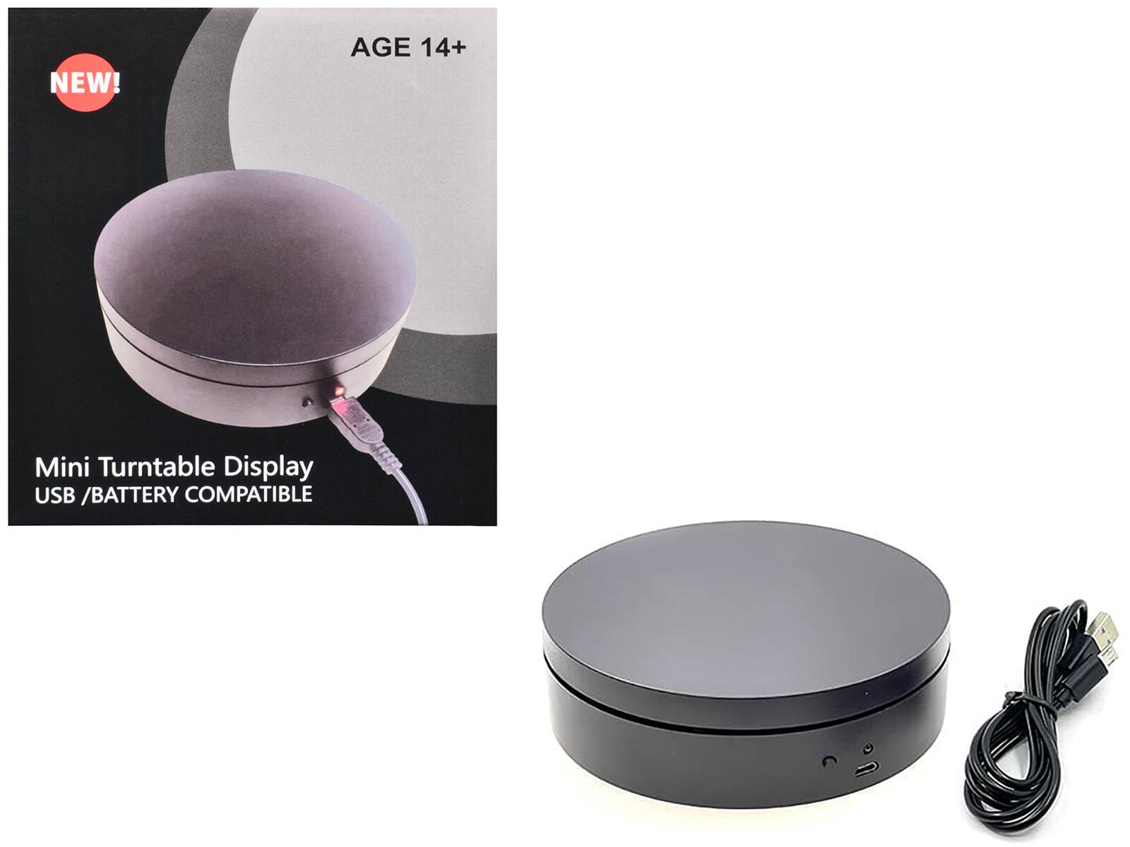 NEW!  
AGE 14+  
Mini Turntable Display  
USB / BATTERY COMPATIBLE